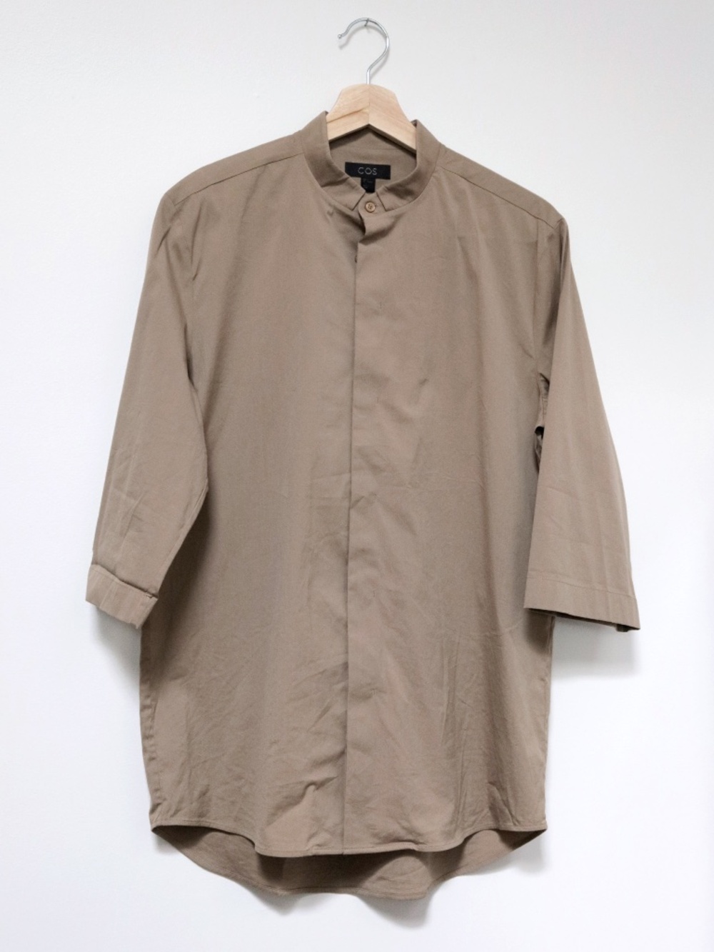 @marcoramirez281 COS - Men's Tan Grandad Collar Button Down Shirt - Size Small